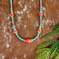 Sterling Silver Pearl 5mm, Kingman Turquoise, Spiny Oyster beaded necklace