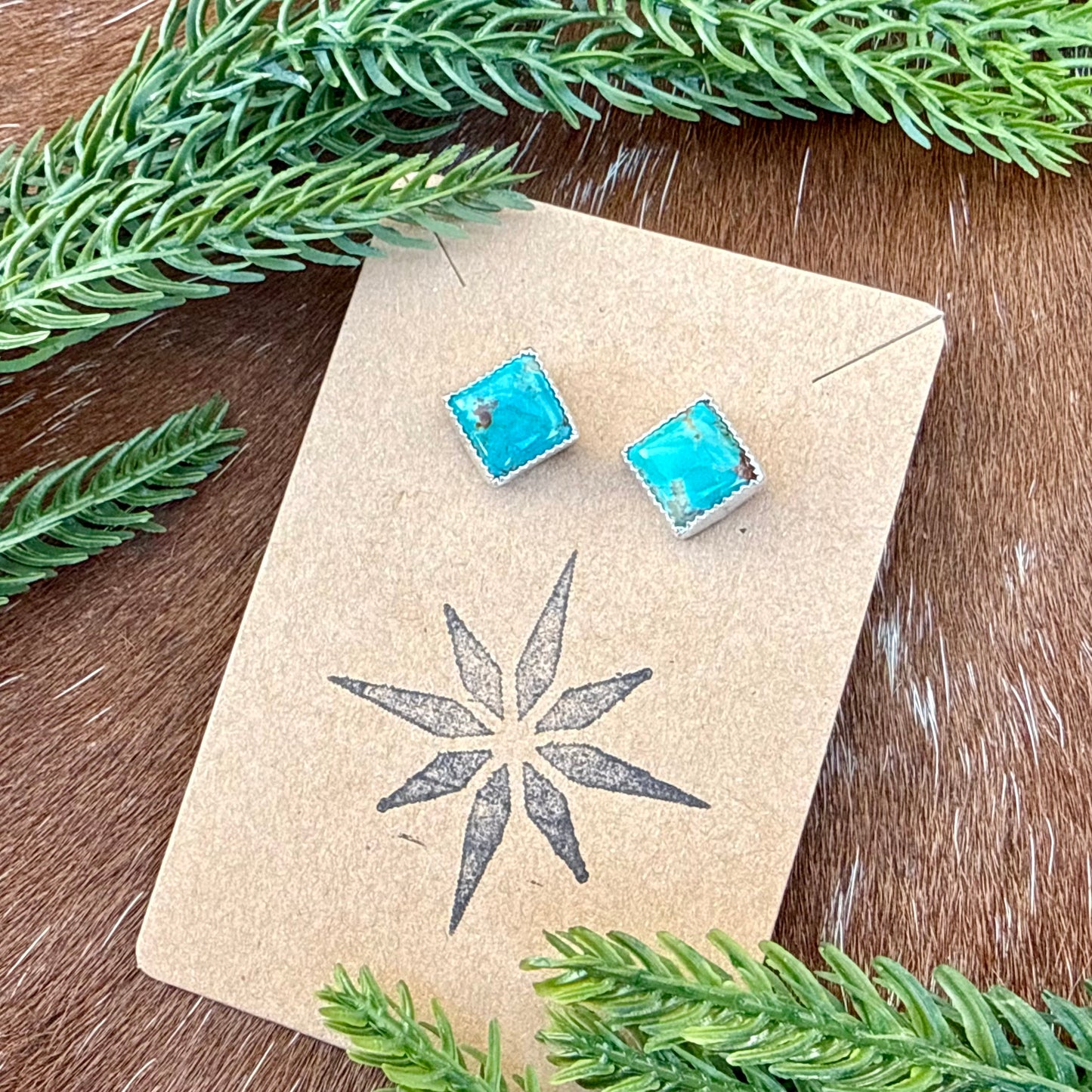 Kingman Turquoise diamond stud earrings