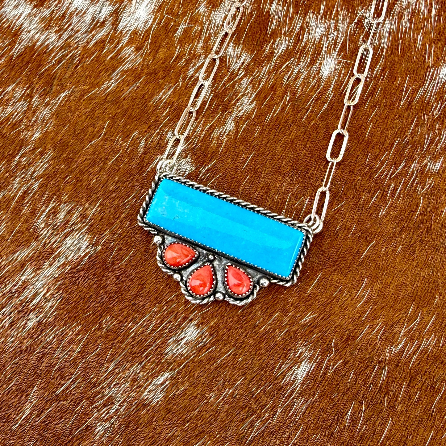 Kingman Turquoise and Spiny Oyster necklace