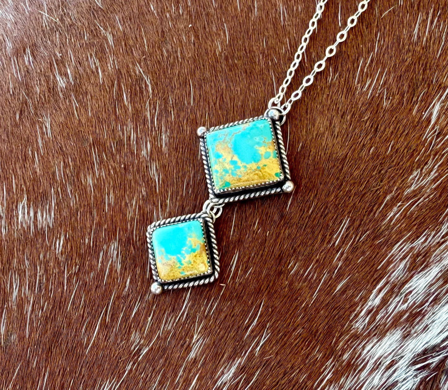 Royston Turquoise Double Stone diamond necklace