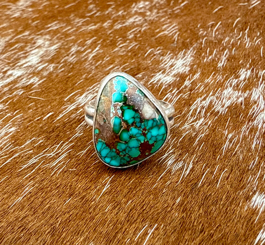 Pilot Mountain Turquoise double shank ring