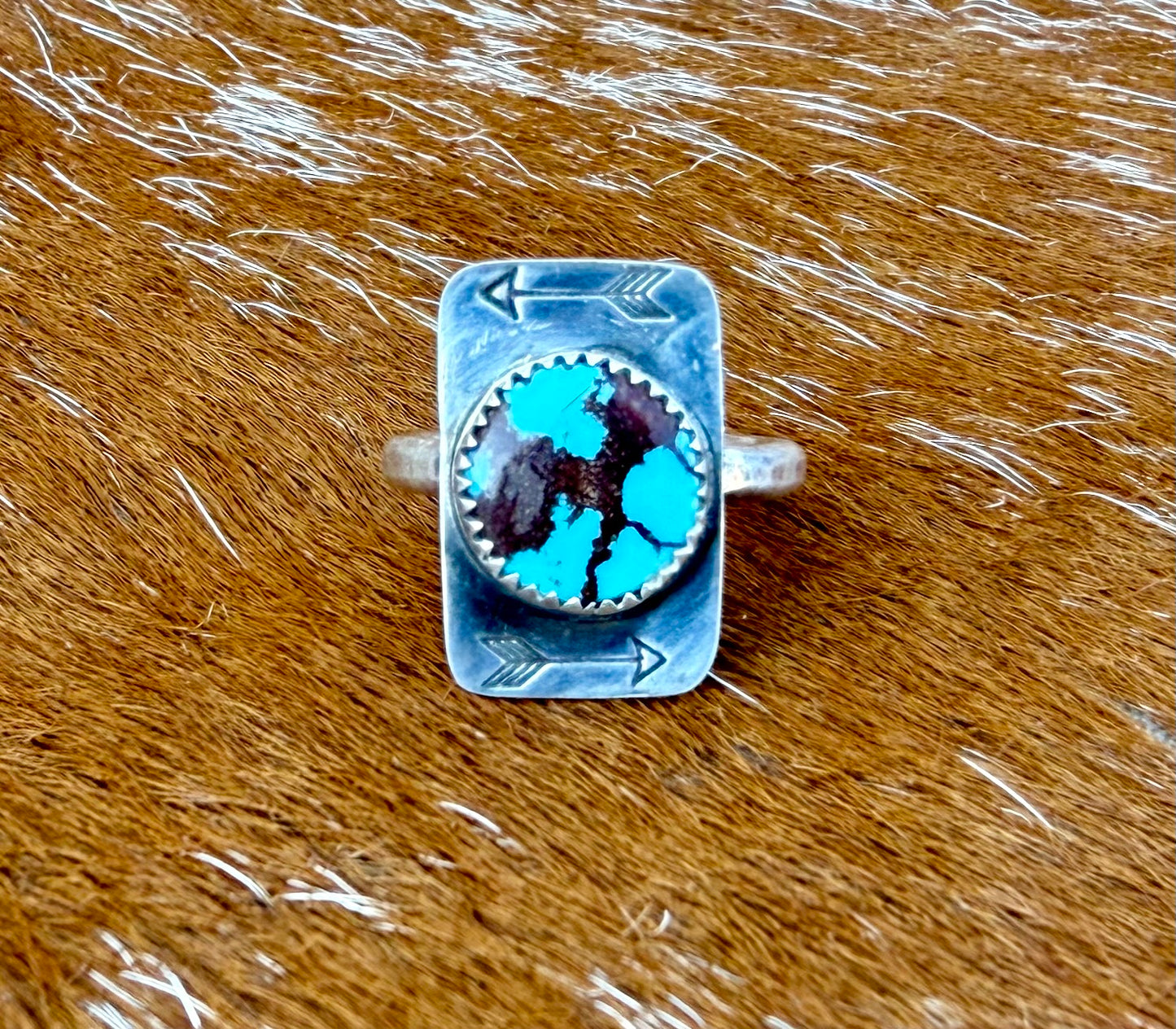 Egyptian Turquoise Arrow Stamped Ring