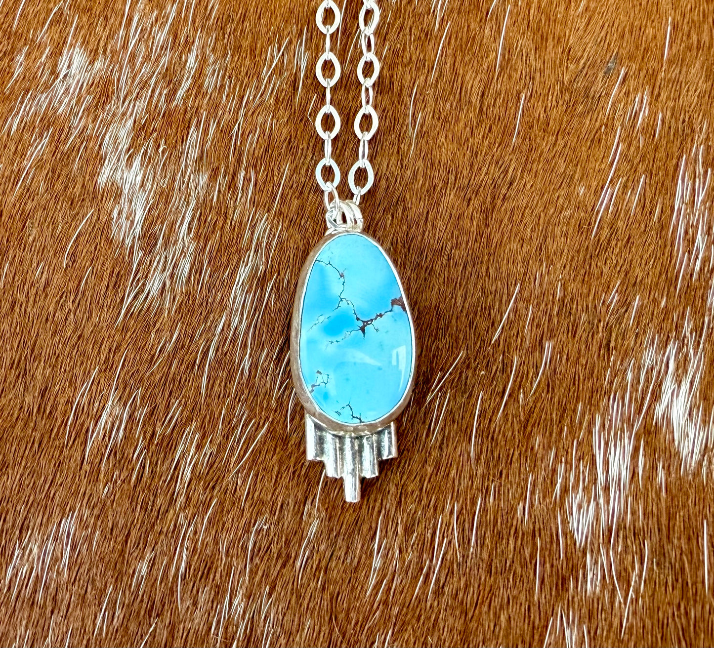 Golden Hills Turquoise Necklace with Silver Flare