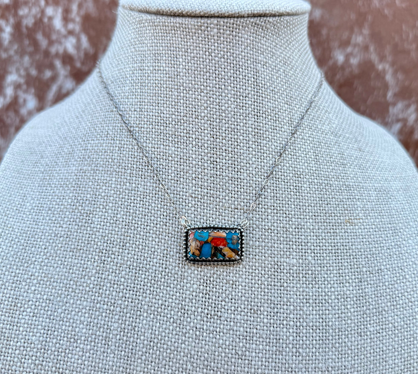 Kingman Turquoise Composite Bar Necklace