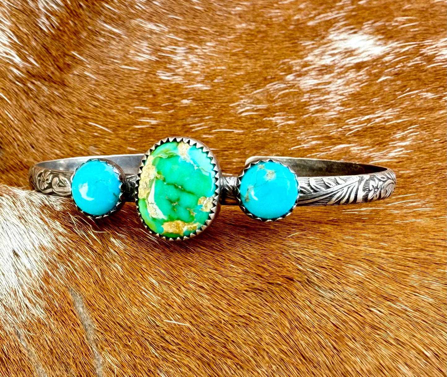 Sonoran Gold Turquoise and Kingman Turquoise cuff bracelet