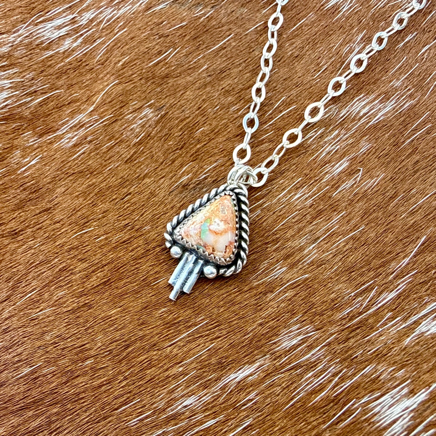 Mexican Fire Opal necklace with silver flare