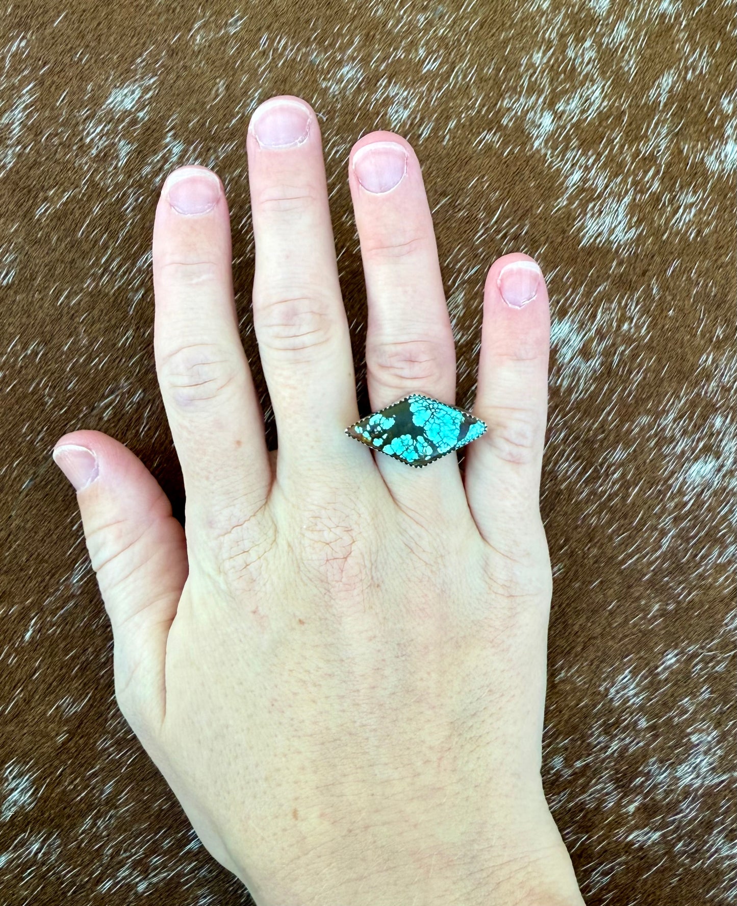Turquoise #8 Stamped Arrow Ring