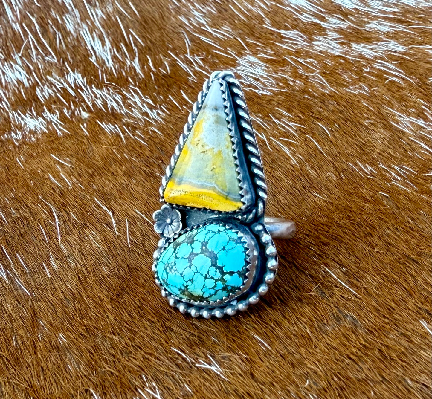 Bumble Bee Jasper & Blue Moon Turquoise Double Ring