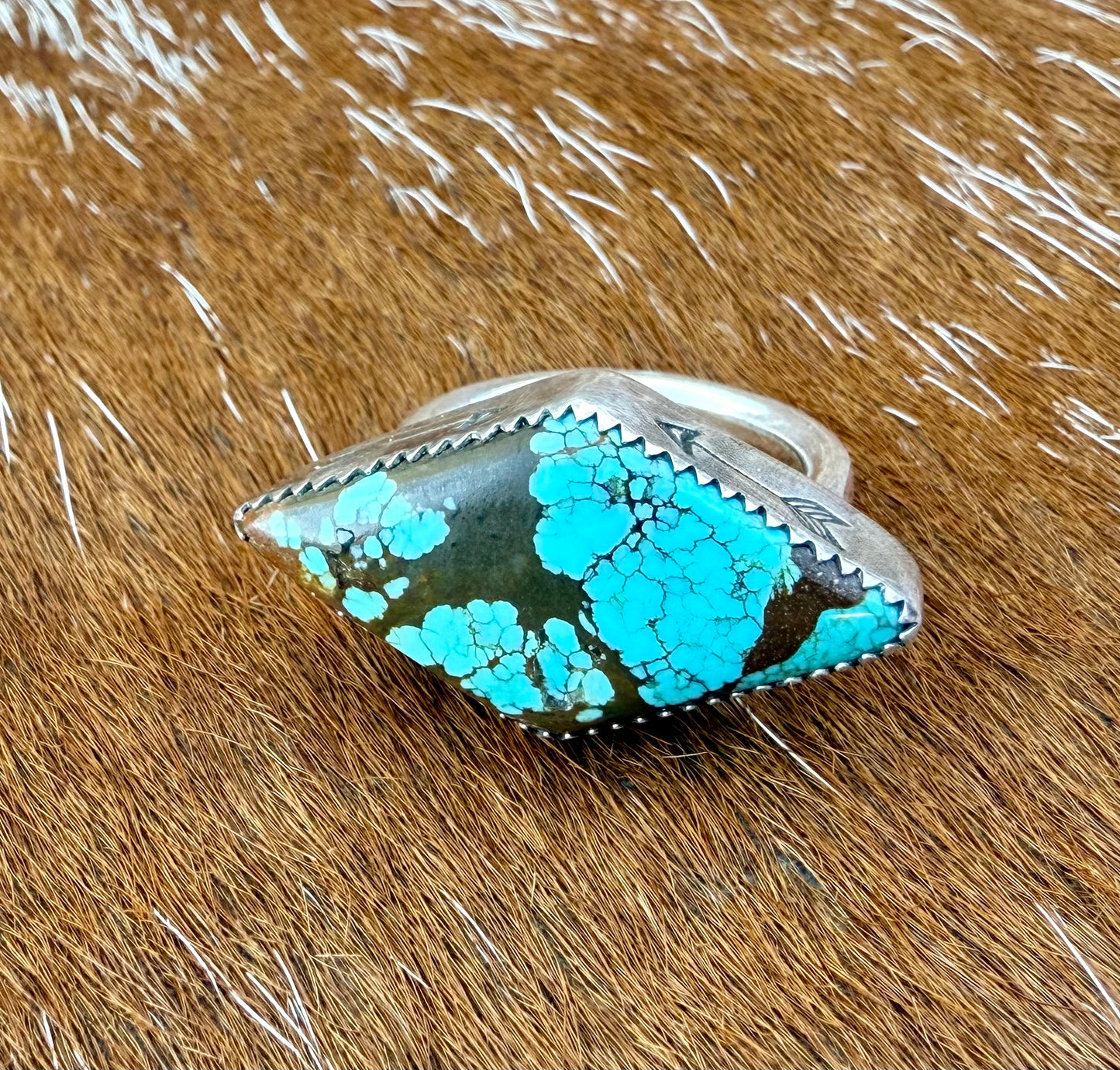 Turquoise #8 Stamped Arrow Ring