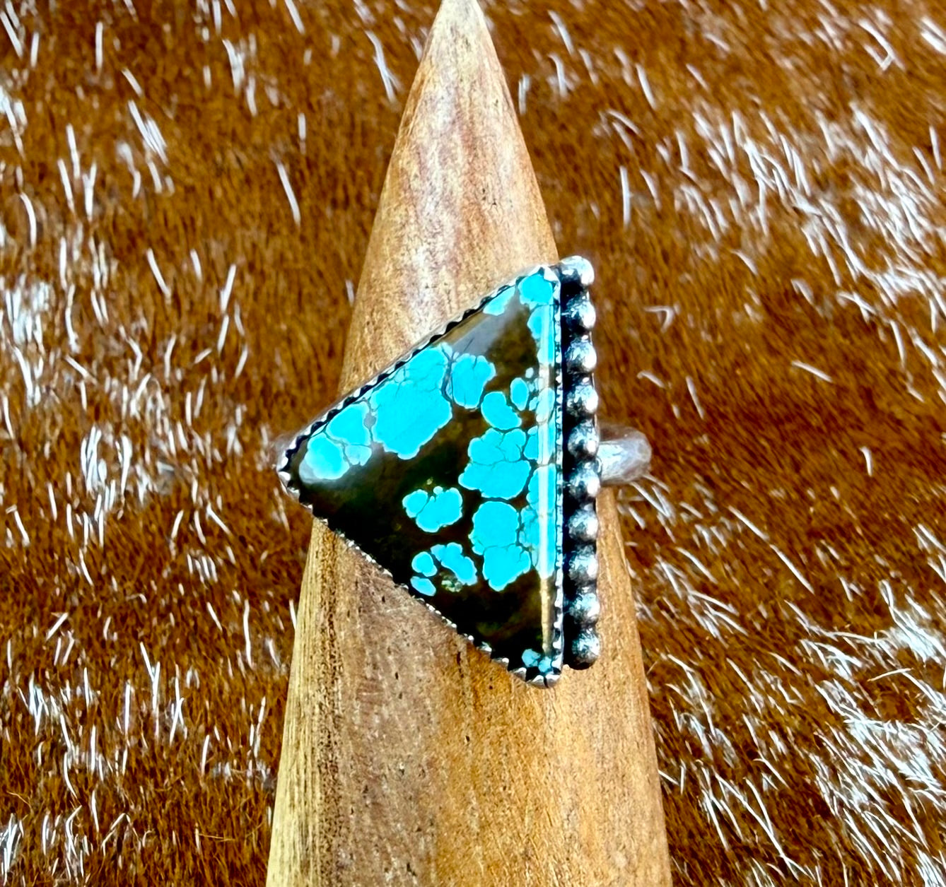 Number 8 Turquoise Triangle Ring