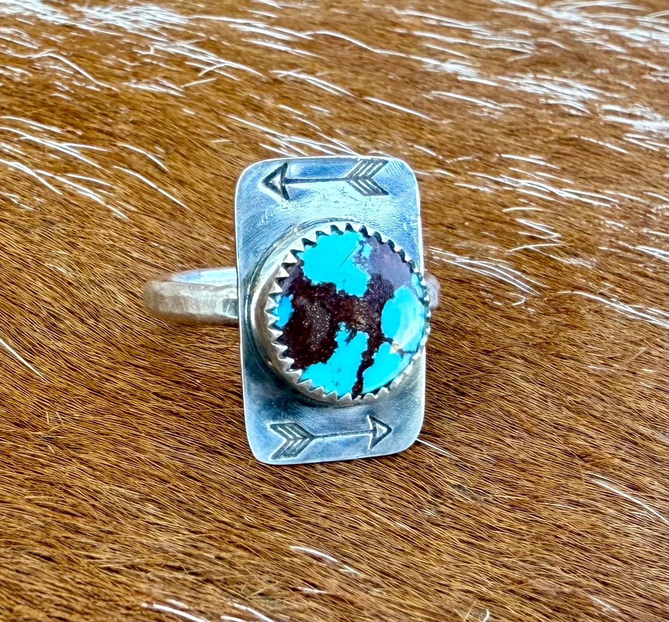 Egyptian Turquoise Arrow Stamped Ring