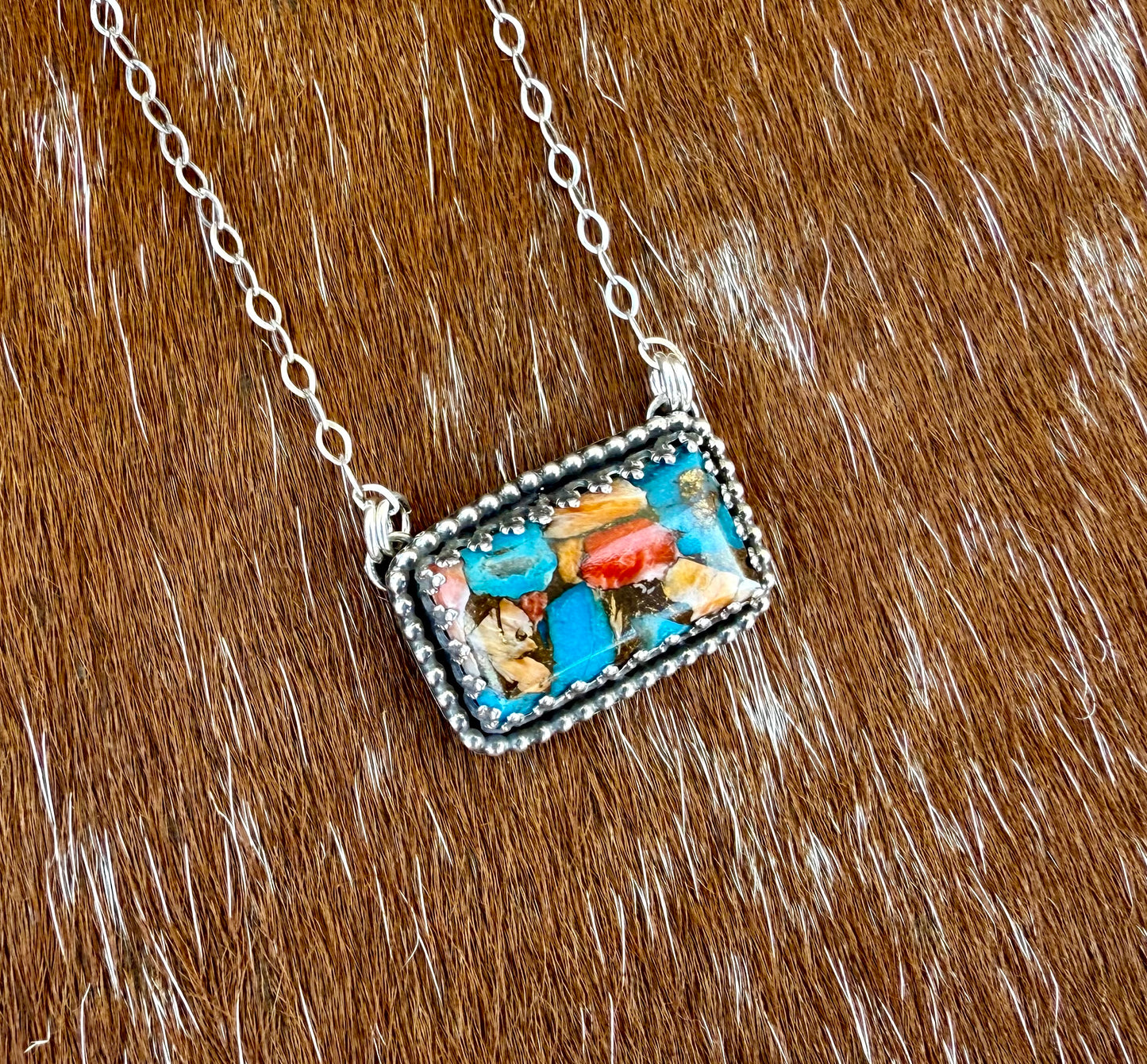 Kingman Turquoise Composite Bar Necklace