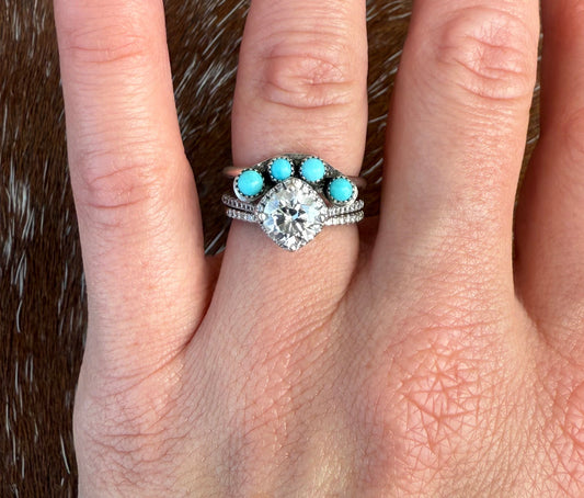 Kingman Turquoise Four Stone stacker ring