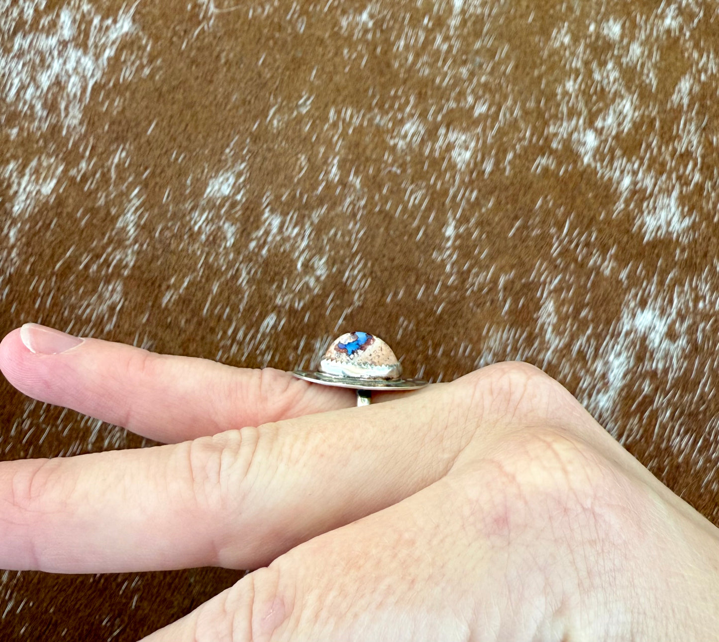 Stamped “Cowboy Hat” Mexican Fire Opal Ring