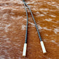 Blue Moon Turquoise bolo tie with dark brown leather cord and sterling silver tips