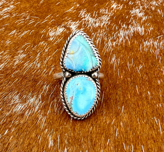 Australian Fine Opal & Golden Hills Turquoise ring