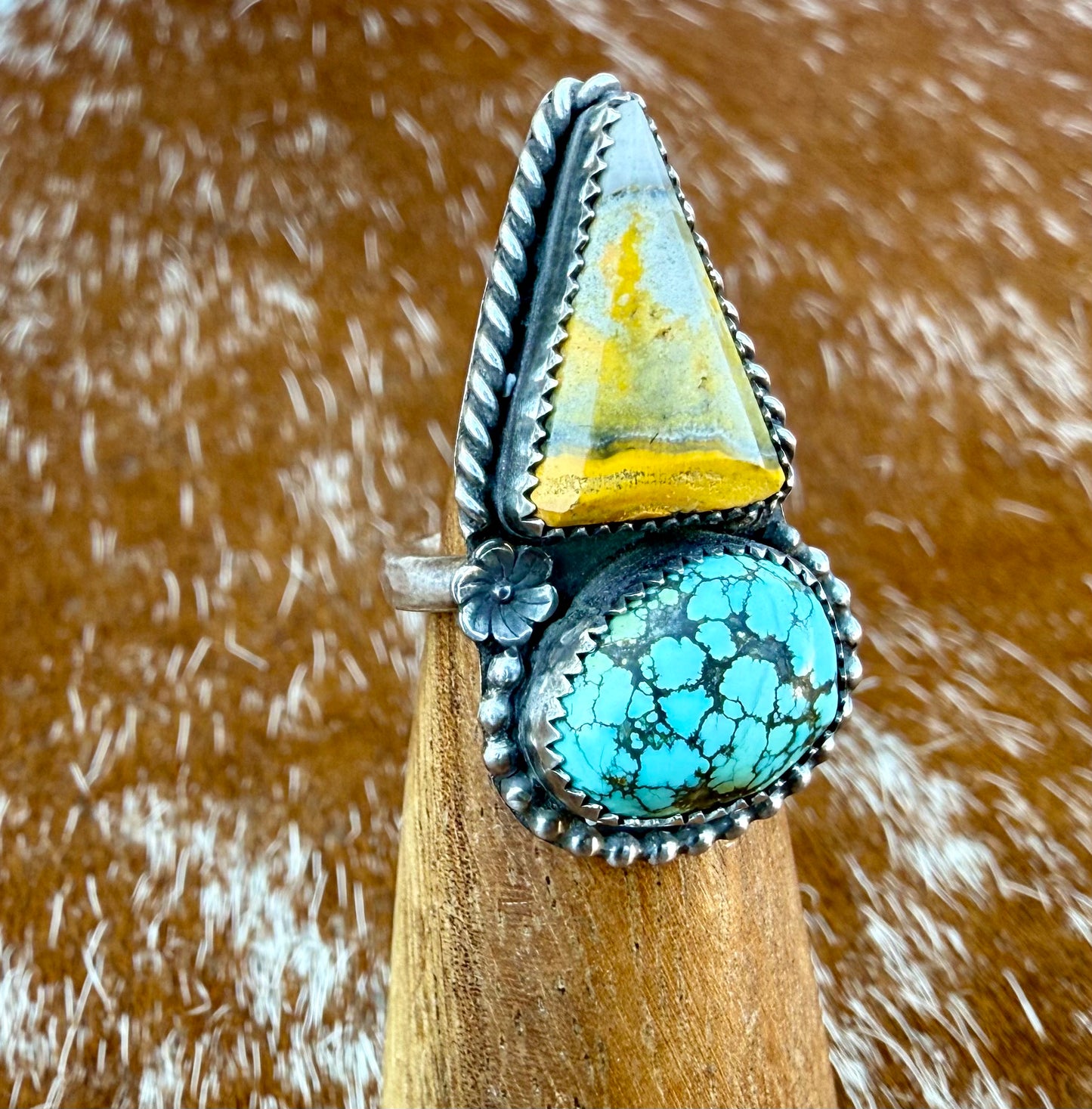 Bumble Bee Jasper & Blue Moon Turquoise Double Ring