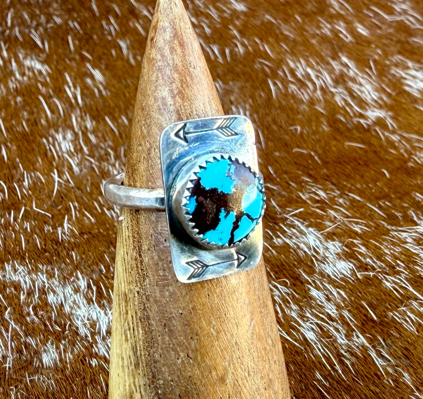 Egyptian Turquoise Arrow Stamped Ring