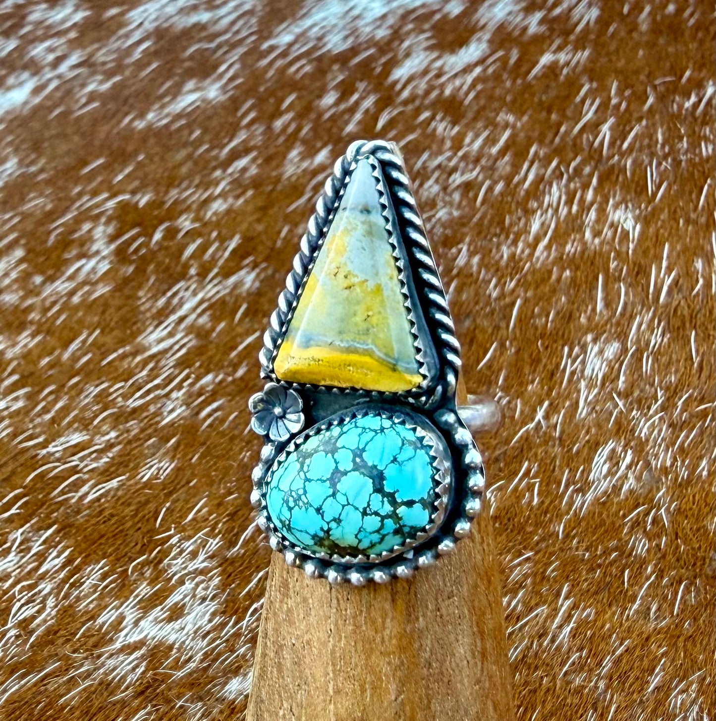 Bumble Bee Jasper & Blue Moon Turquoise Double Ring