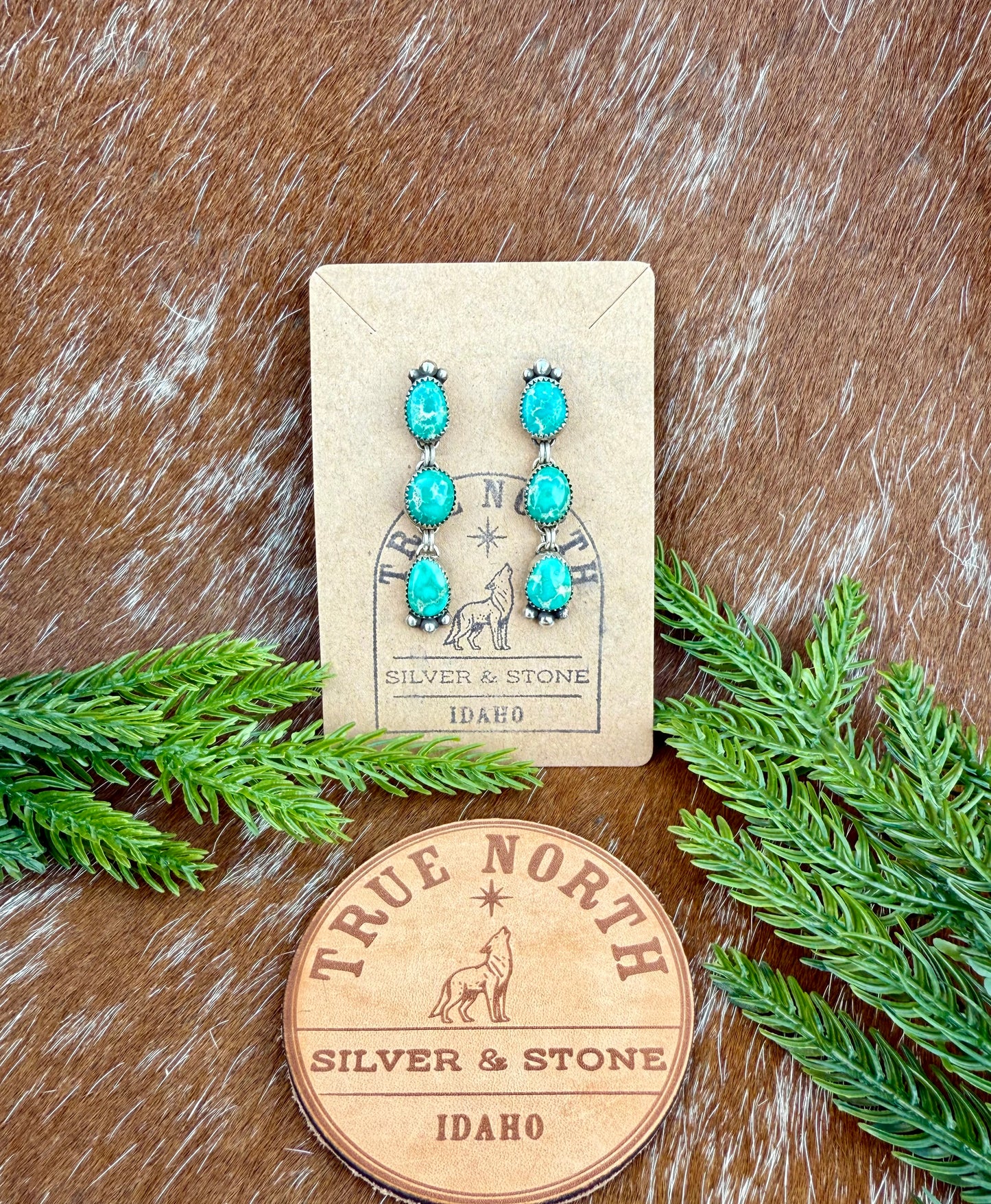 Sonoran Gold Turquoise Dangle Stud Earrings