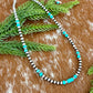 Sterling Silver Pearl 4mm and Kingman Turquoise beaded necklace