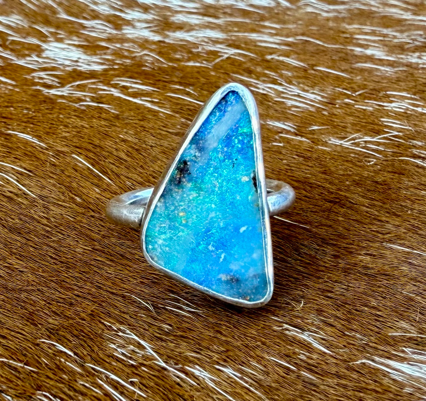 Fine Australian Boulder Opal Ring