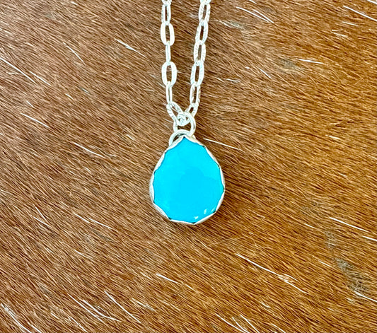 Kingman Turquoise teardrop Necklace