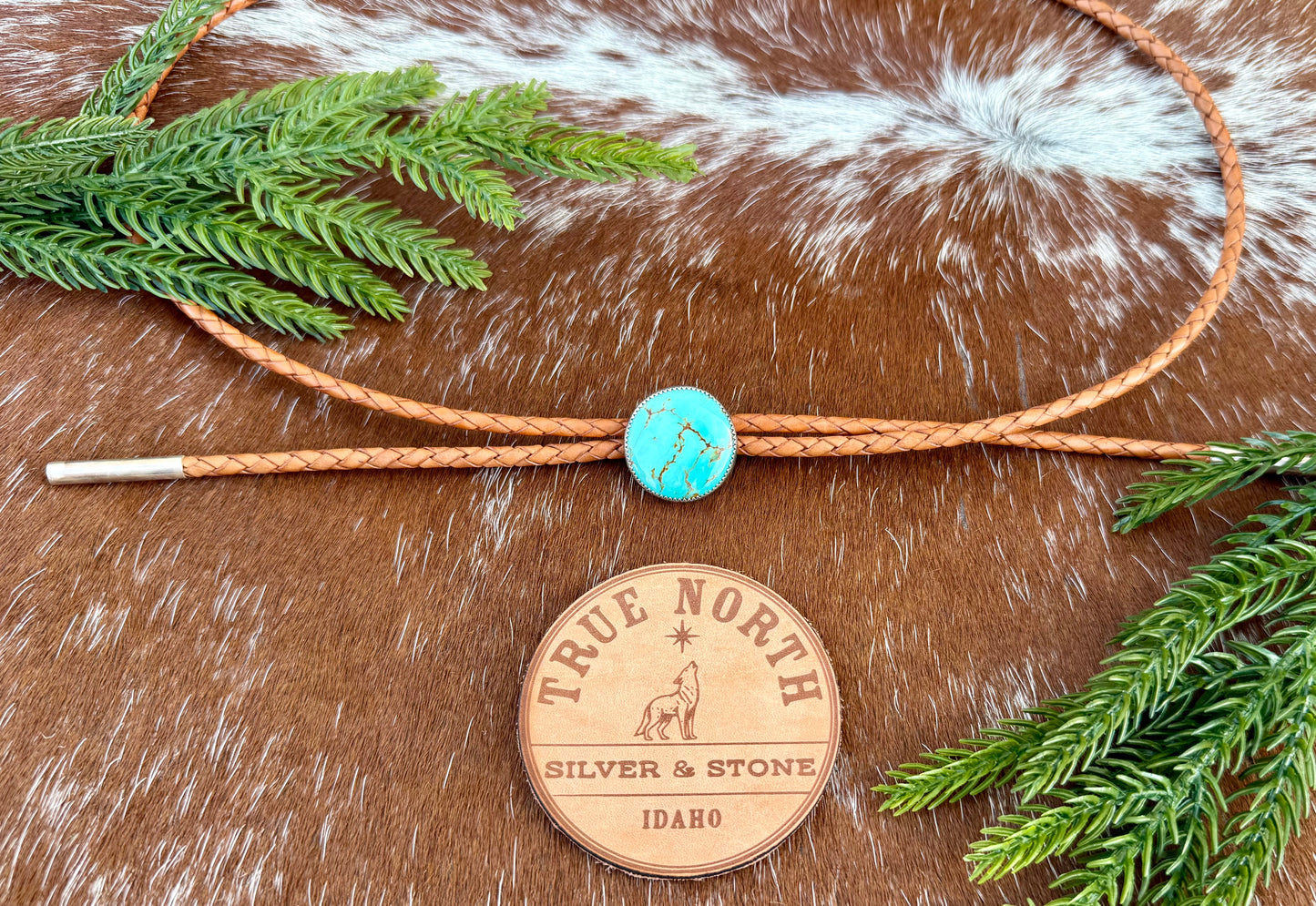 Kingman Golden Web Turquoise Hat Band with Golden Leather Cord