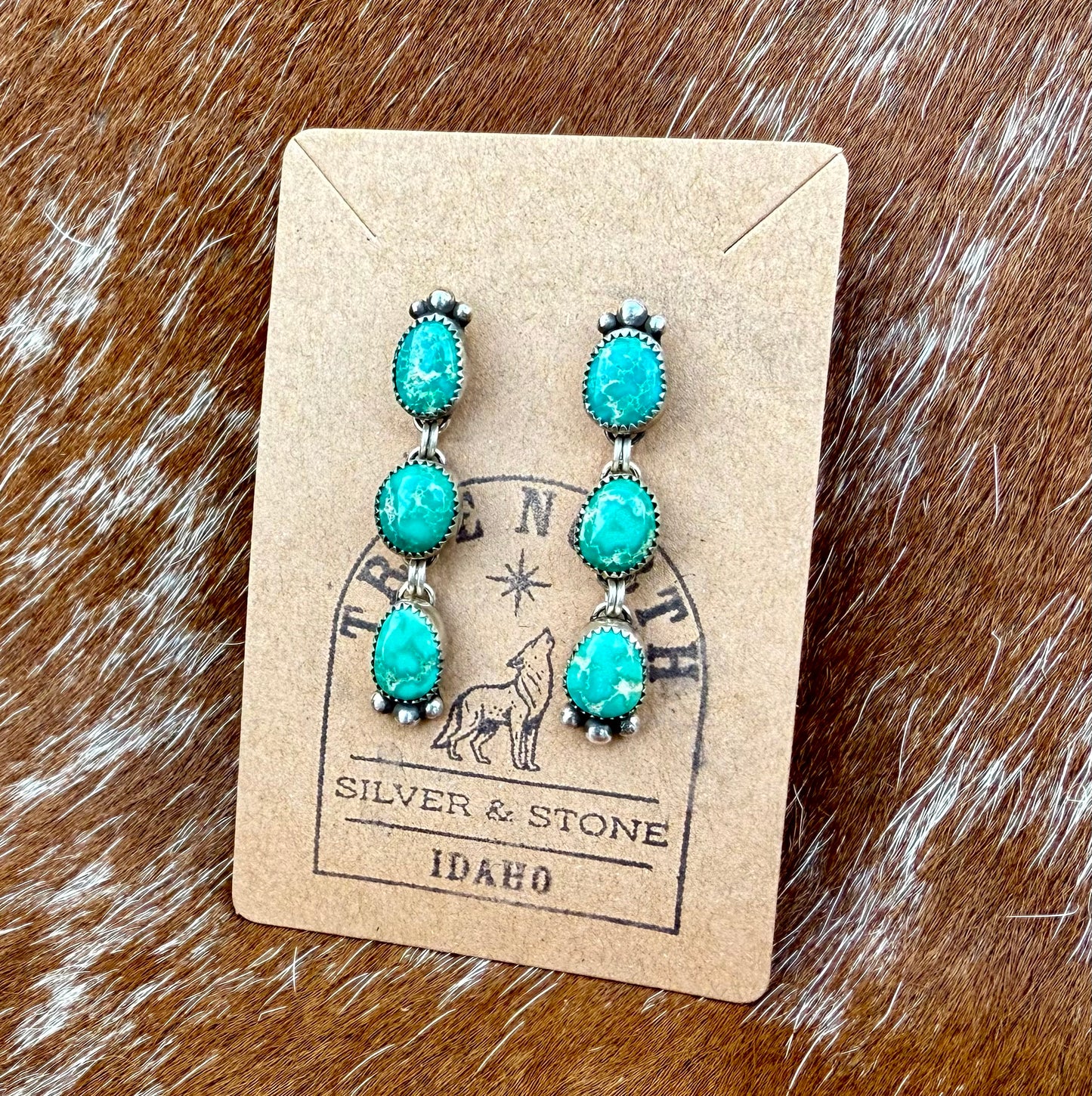 Sonoran Gold Turquoise Dangle Stud Earrings