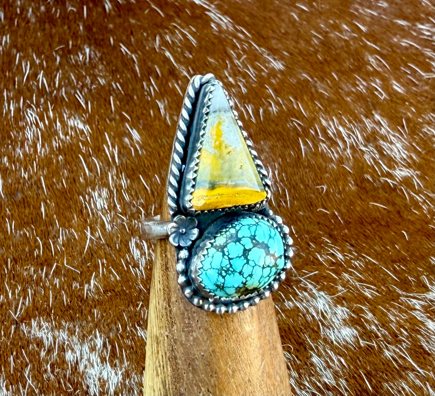Bumble Bee Jasper & Blue Moon Turquoise Double Ring