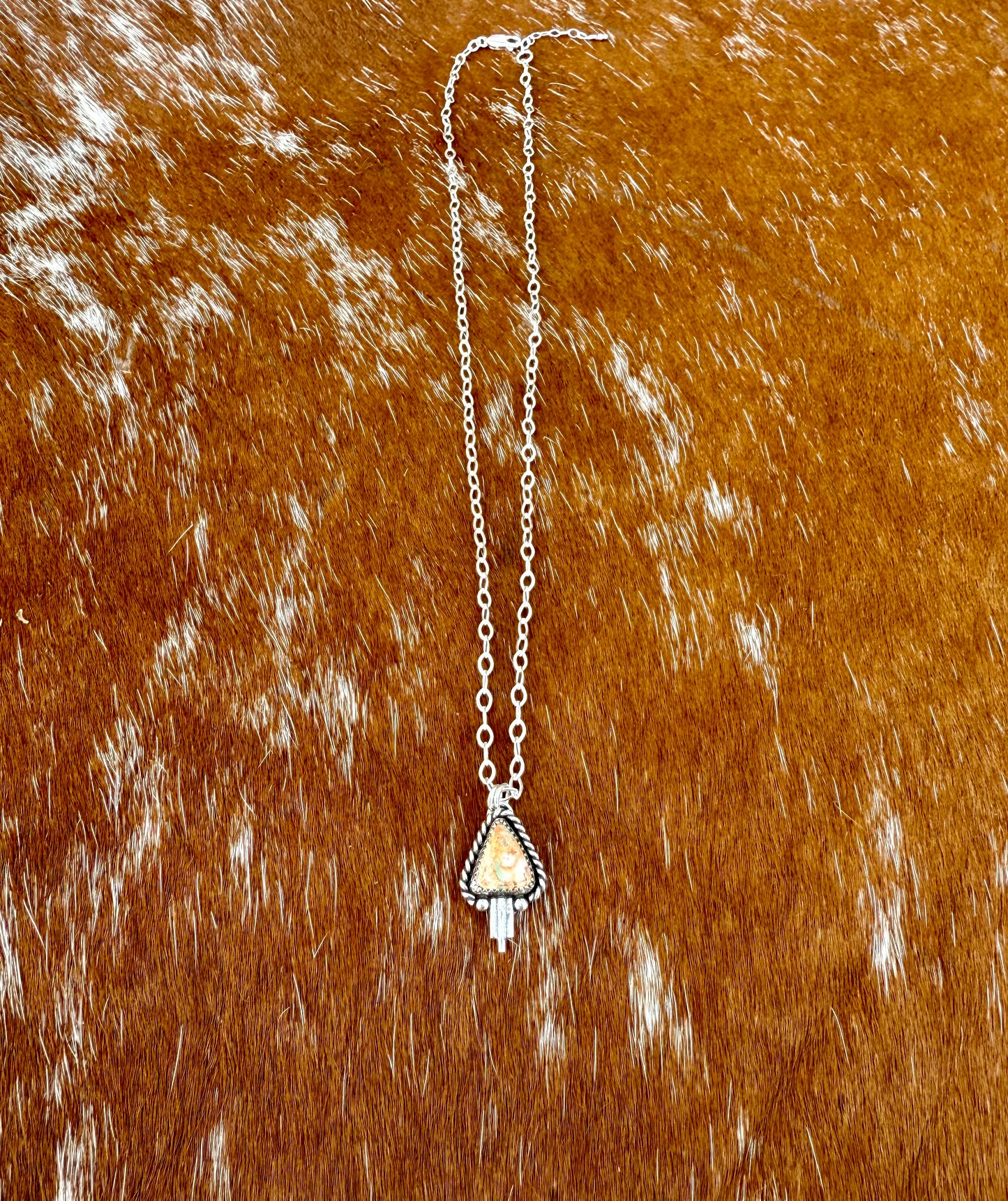 Mexican Fire Opal necklace with silver flare