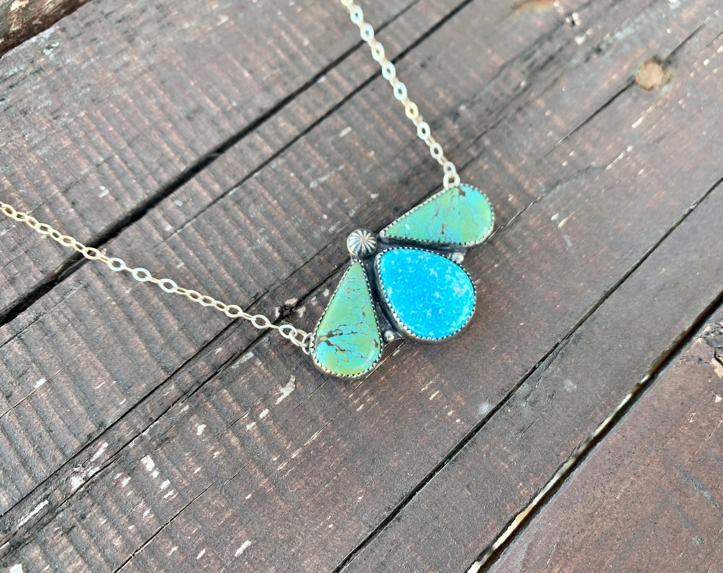 Sonoran Blue & Blue Moon Turquoise Triple Stone Necklace