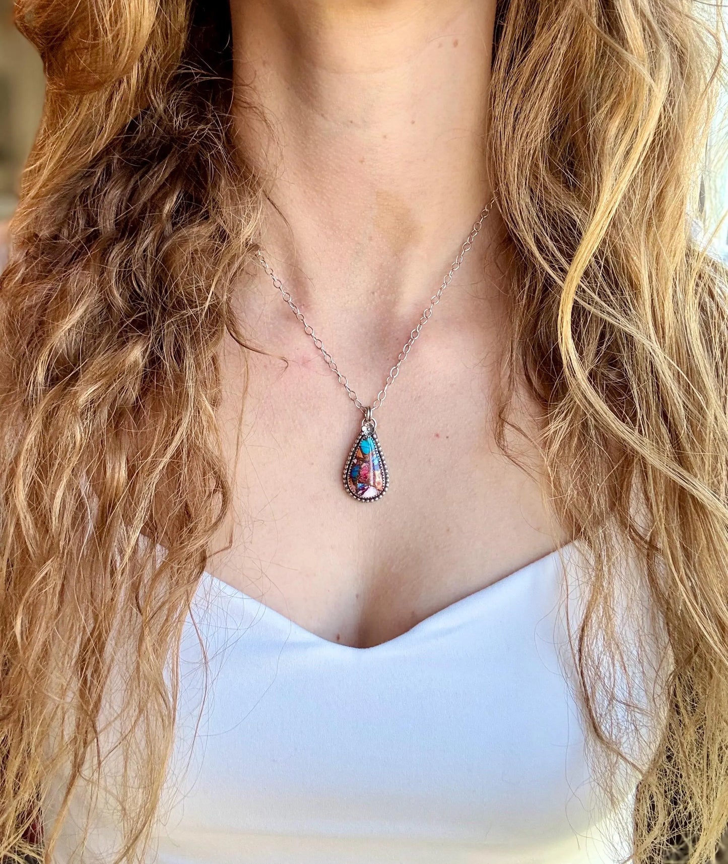 Kingman Composite Teardrop Flower Necklace