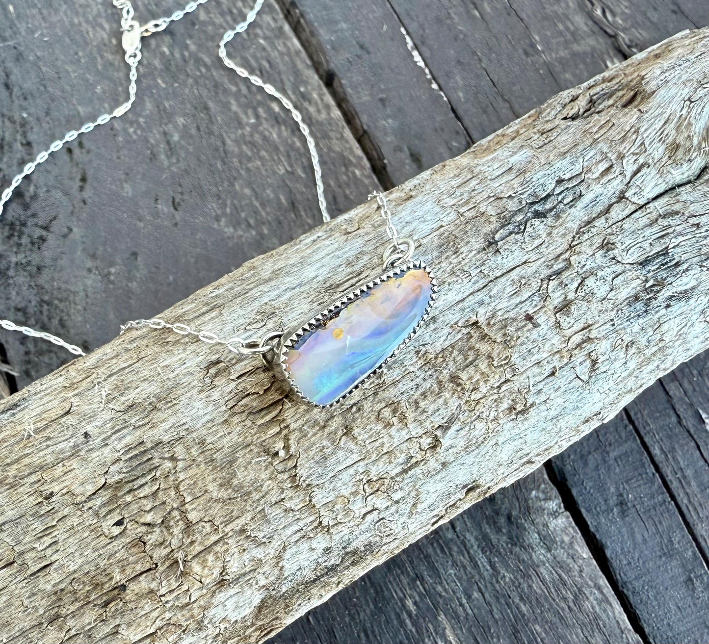Fine Australian Opal Bar Sunset Necklace