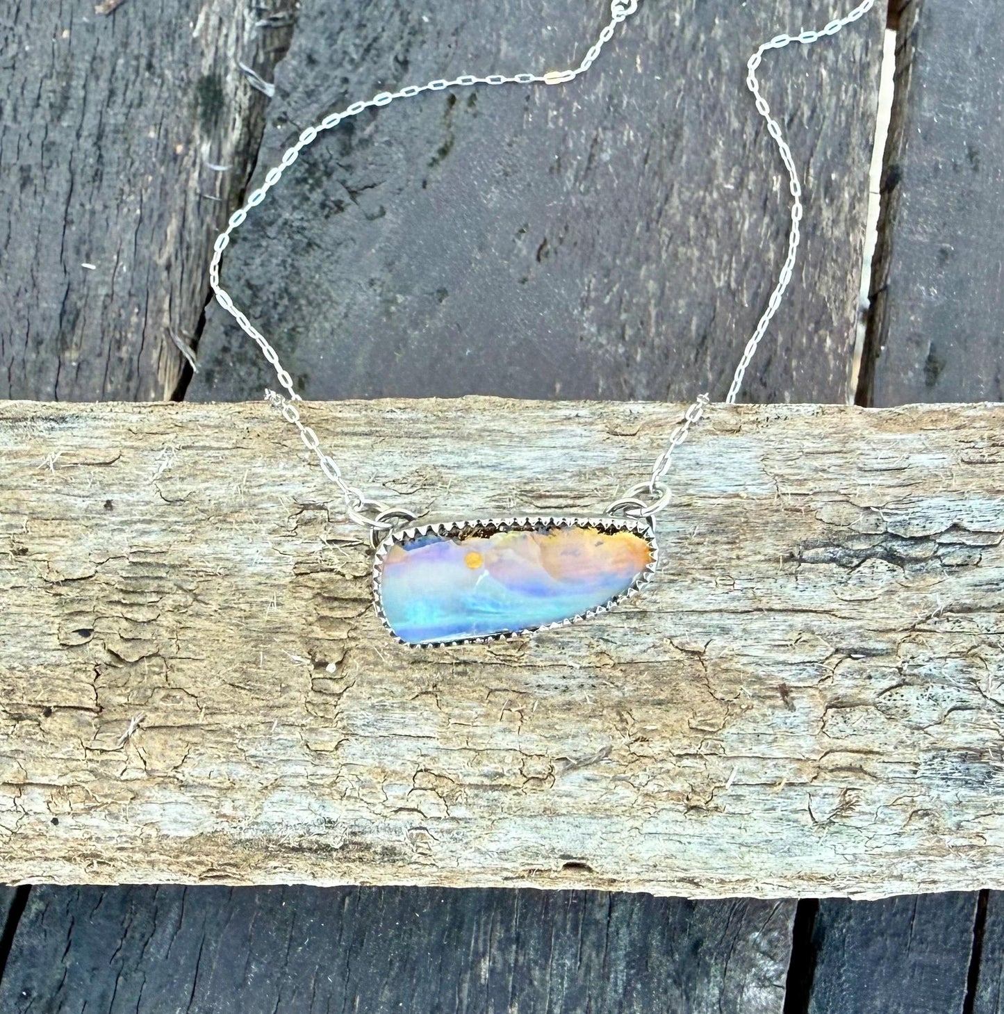 Fine Australian Opal Bar Sunset Necklace