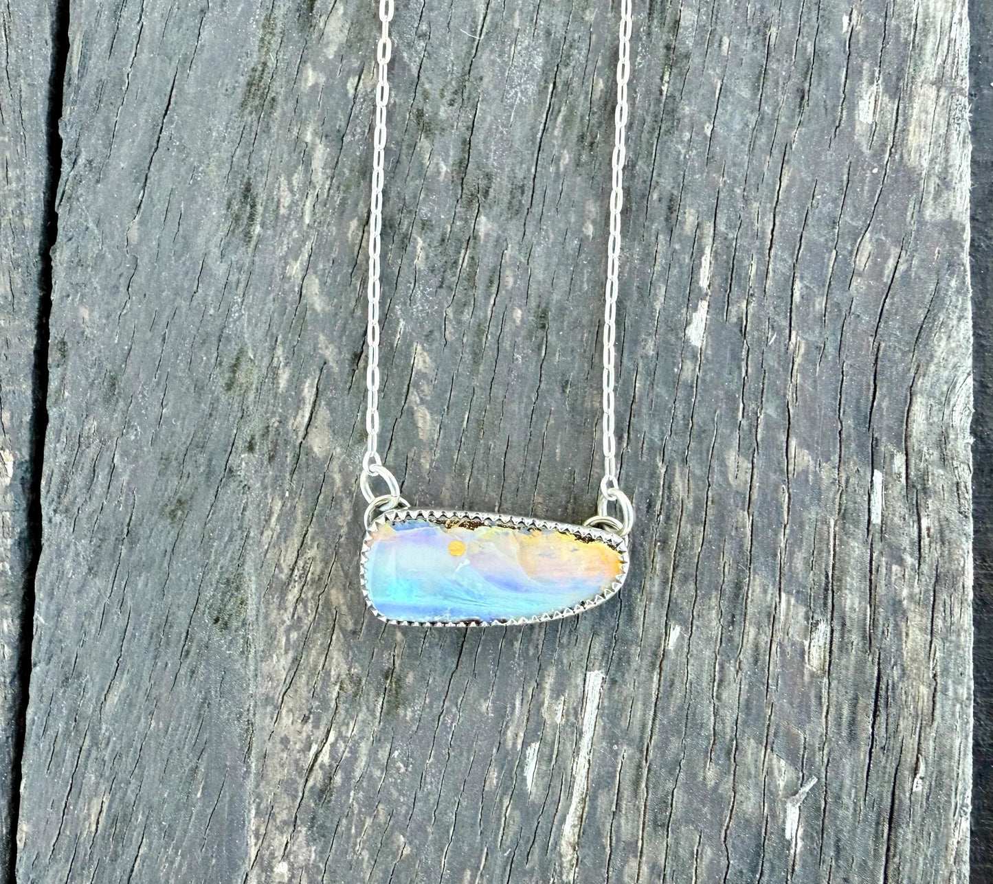 Fine Australian Opal Bar Sunset Necklace