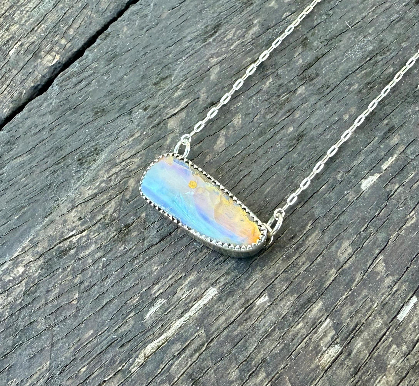 Fine Australian Opal Bar Sunset Necklace