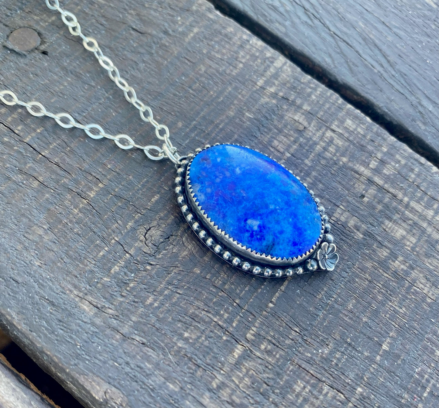 Blue Lapis Flower Necklace