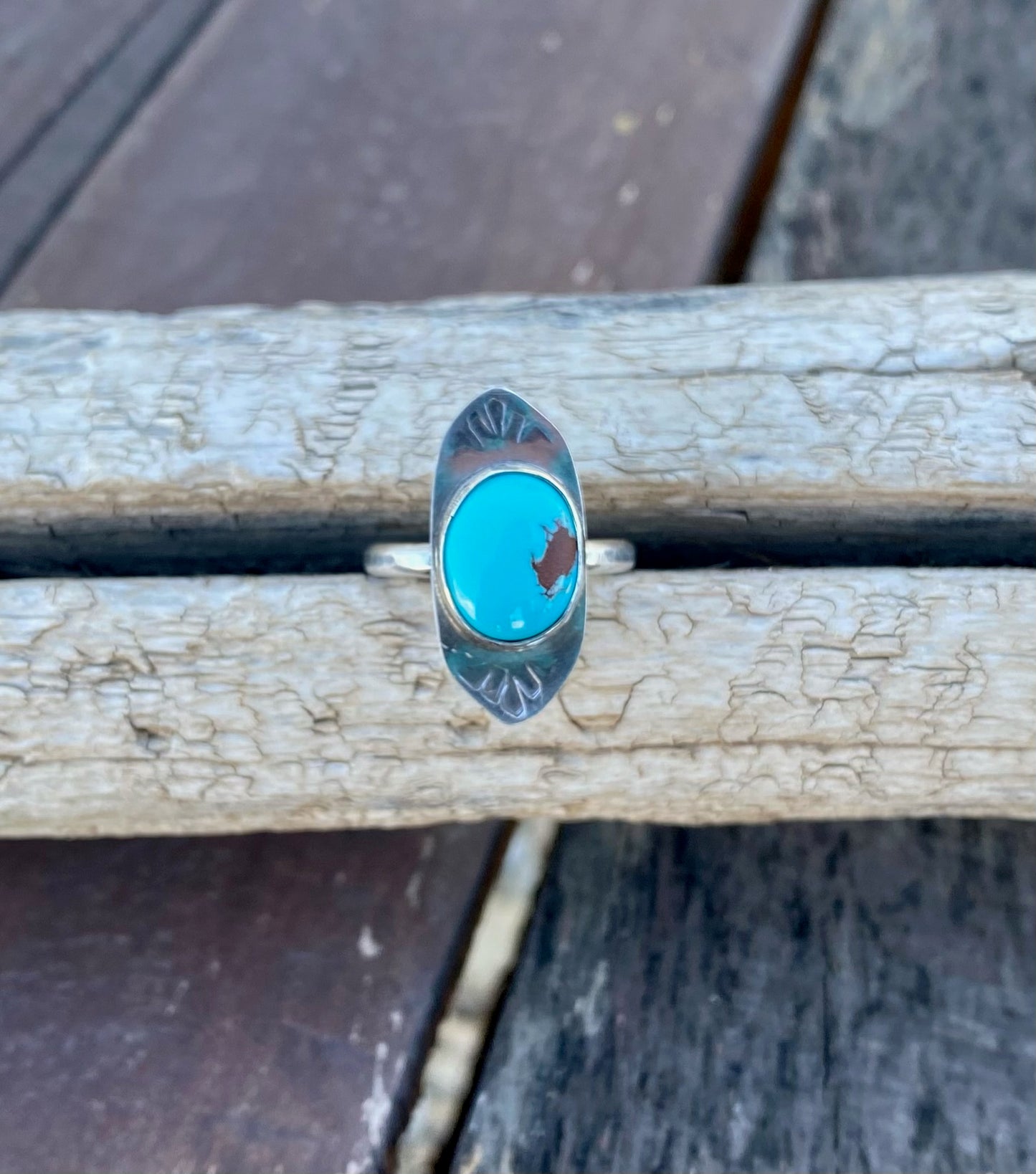 Egyptian Turquoise Stamped Ring