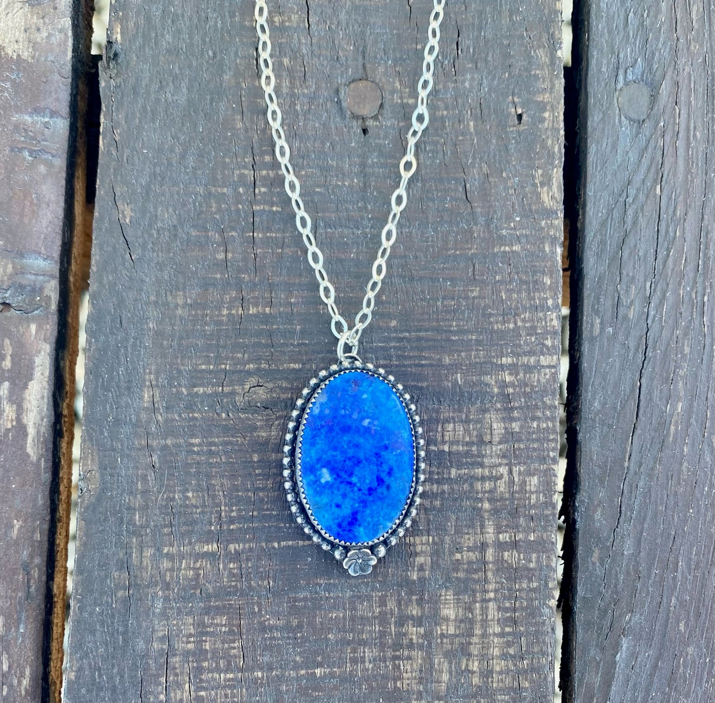 Blue Lapis Flower Necklace