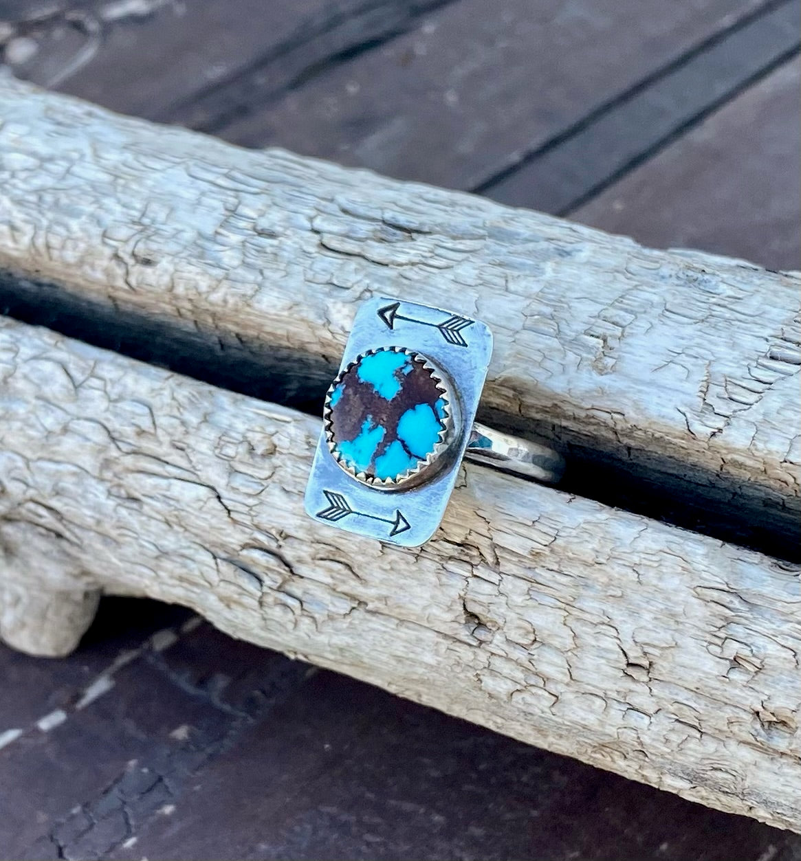 Egyptian Turquoise Arrow Stamped Ring