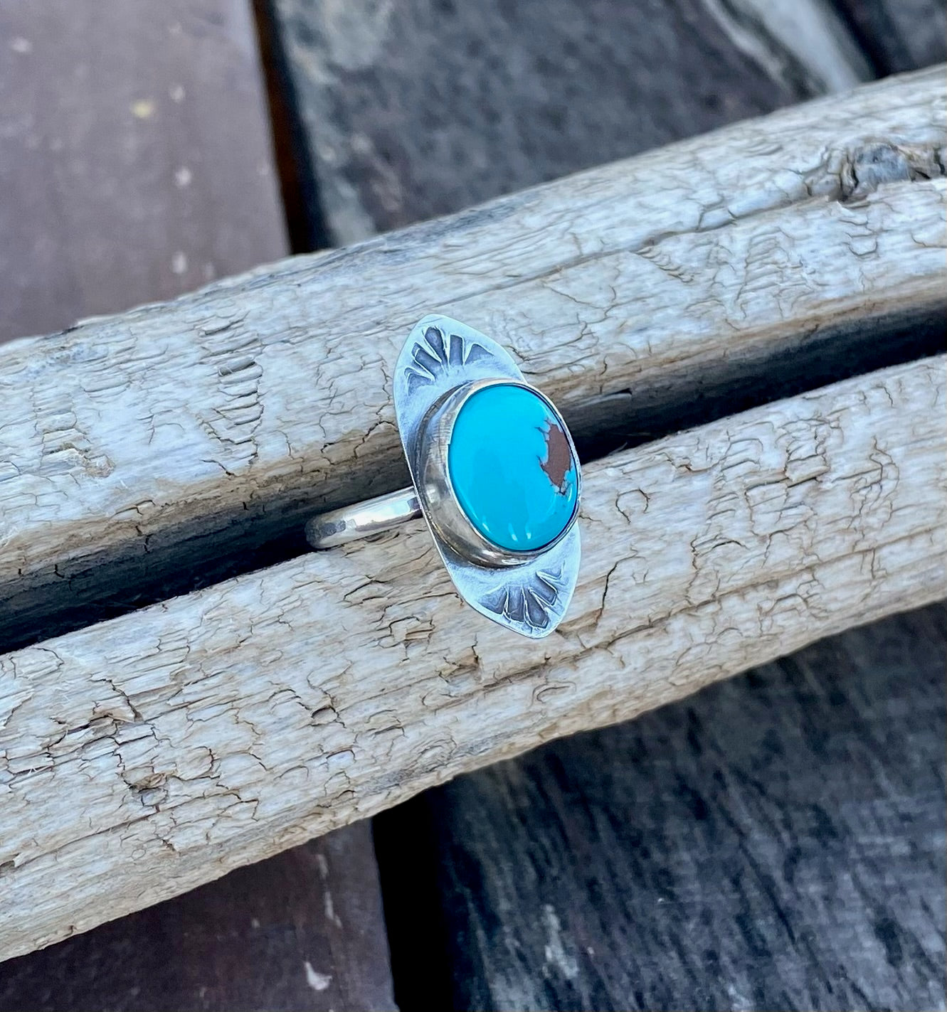 Egyptian Turquoise Stamped Ring