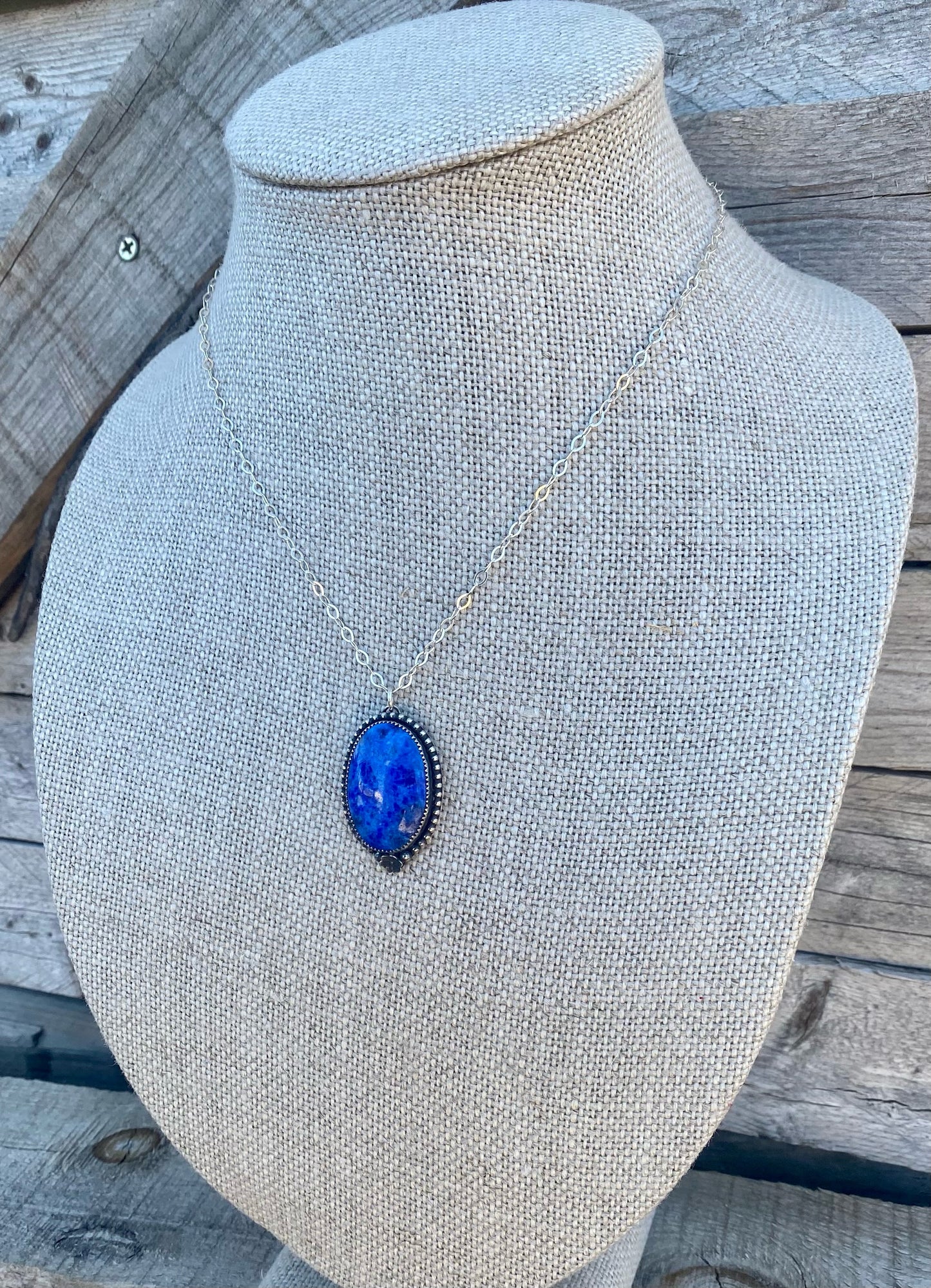 Blue Lapis Flower Necklace