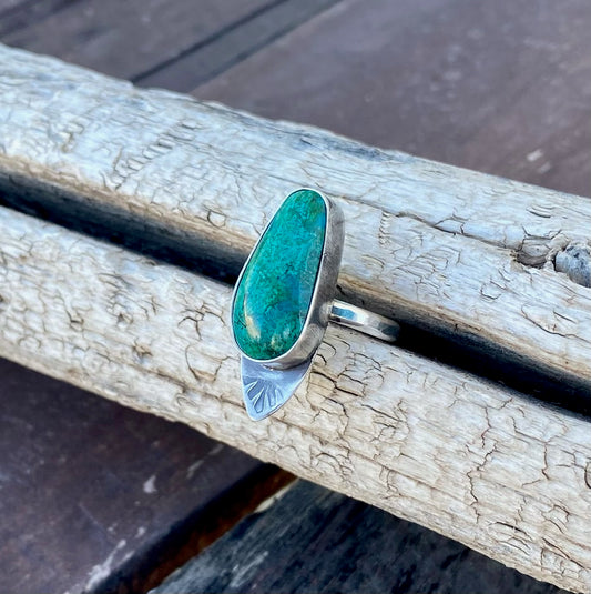 Chrysocolla Arrow Accent Stamped Ring