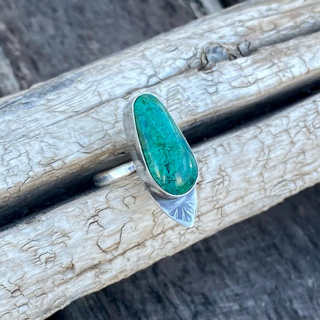 Chrysocolla Arrow Accent Stamped Ring