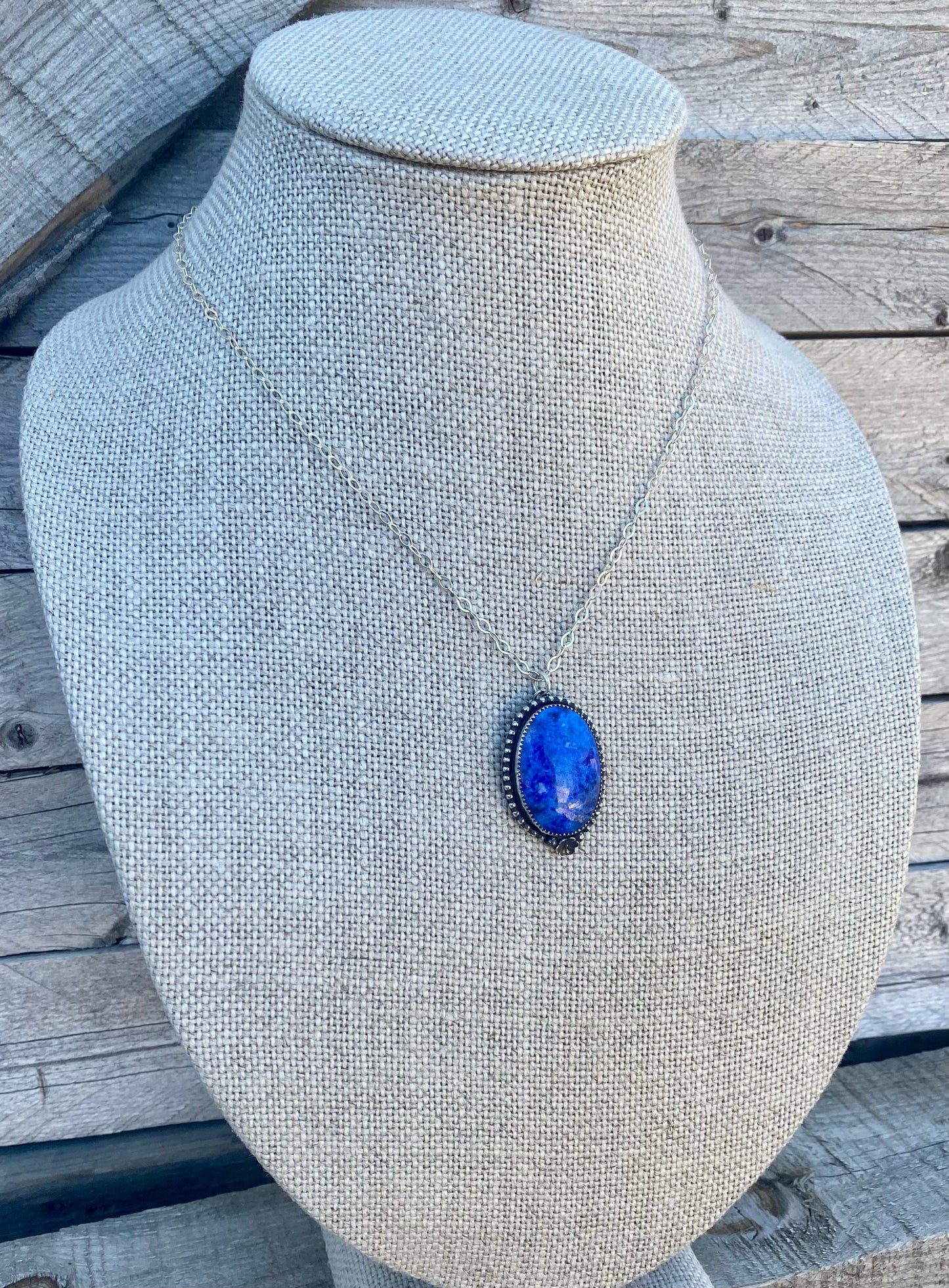 Blue Lapis Flower Necklace