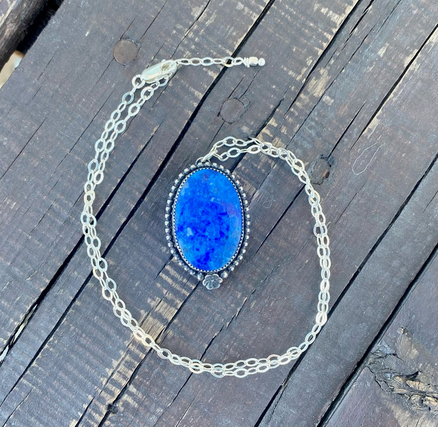 Blue Lapis Flower Necklace