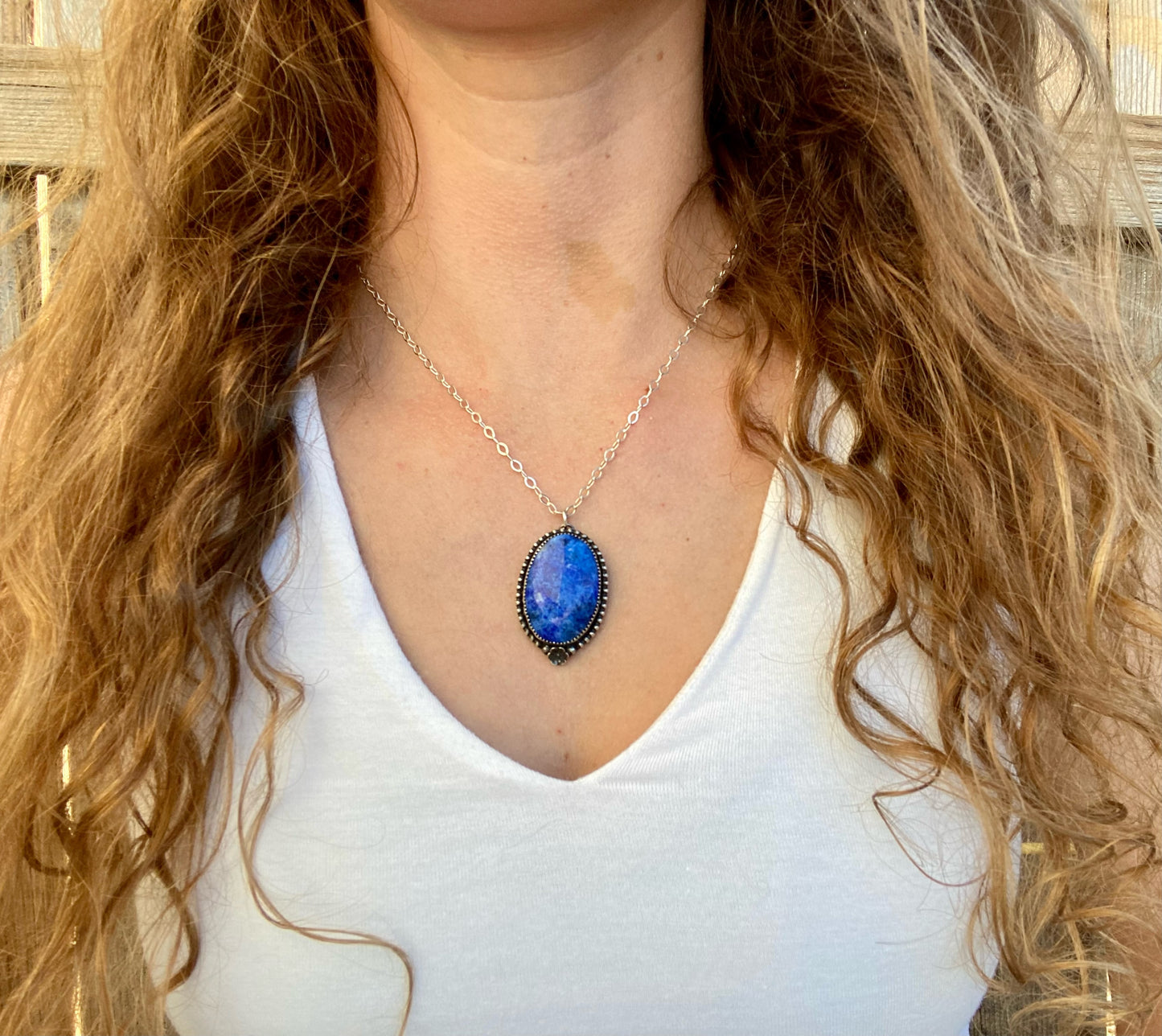 Blue Lapis Flower Necklace