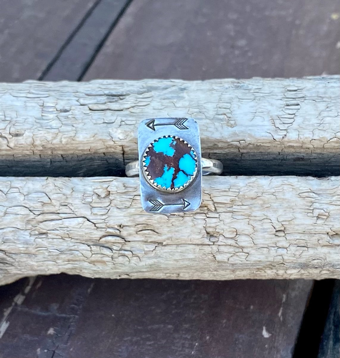 Egyptian Turquoise Arrow Stamped Ring
