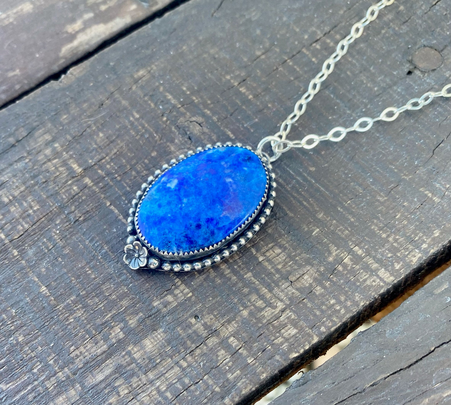 Blue Lapis Flower Necklace